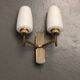 Pair of double vintage wall sconces in glass and brass