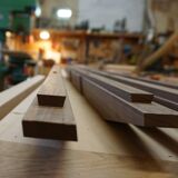 Exceptional dining table in solid walnut.