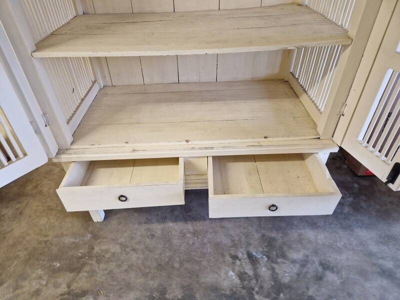 Large wardrobe, storage unit - White painted wood - Colonial, Indonesian