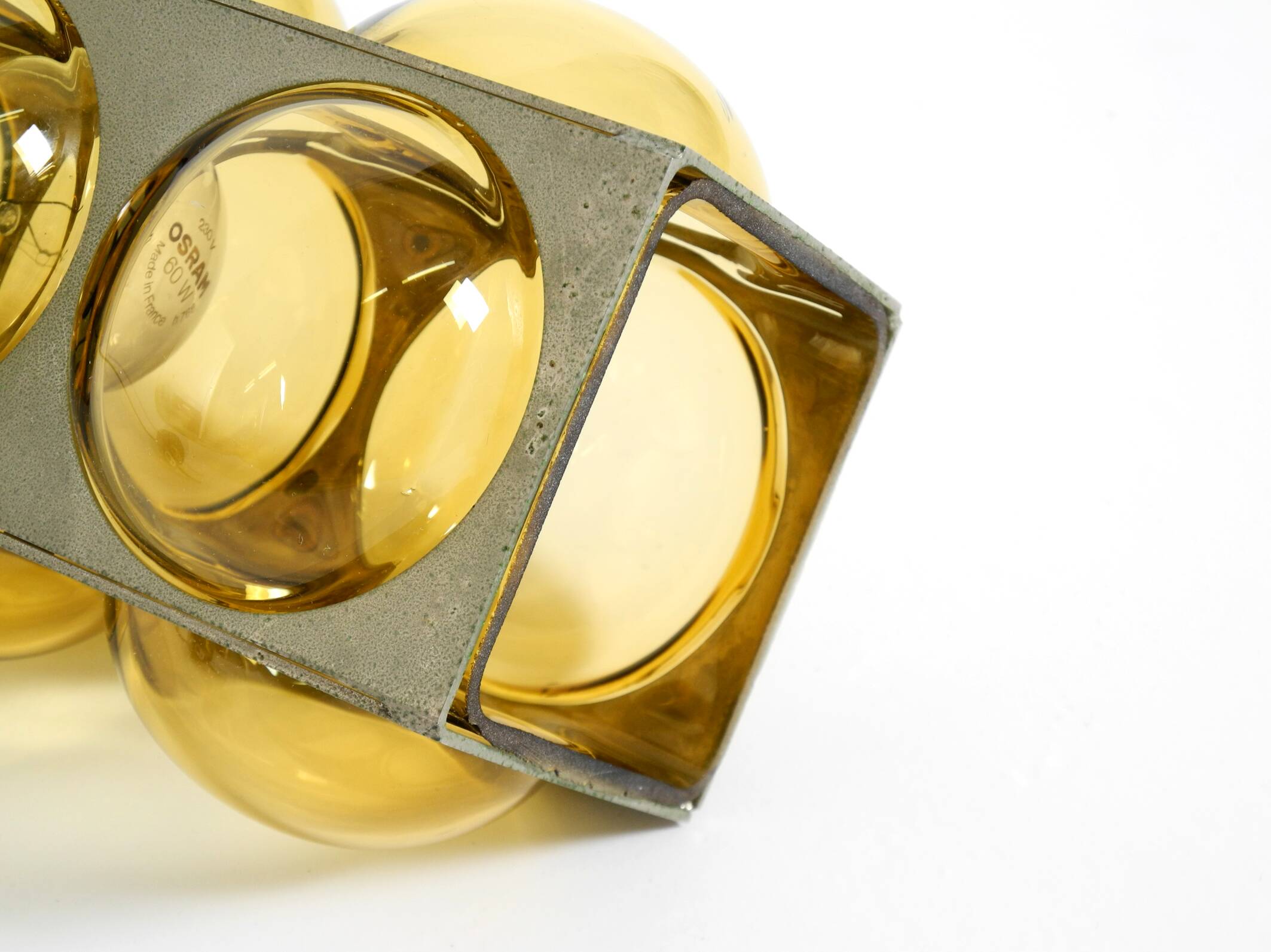 1960s Space Age pendant lamp by Temde made of glass and nickel-plated metal