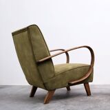 1930 Jindrich Halabala Bentwood Armchair in Forest Green Velvet