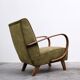1930 Jindrich Halabala Bentwood Armchair in Forest Green Velvet