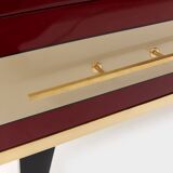 Mid-Century Italian Wood, Brass & Glass Sideboard, 1960s.