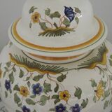 Table lamp with wooden base and fringed shade