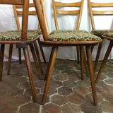 Lot of six vintage chairs feet compass