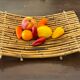 Vintage rattan fruit basket, 60s design