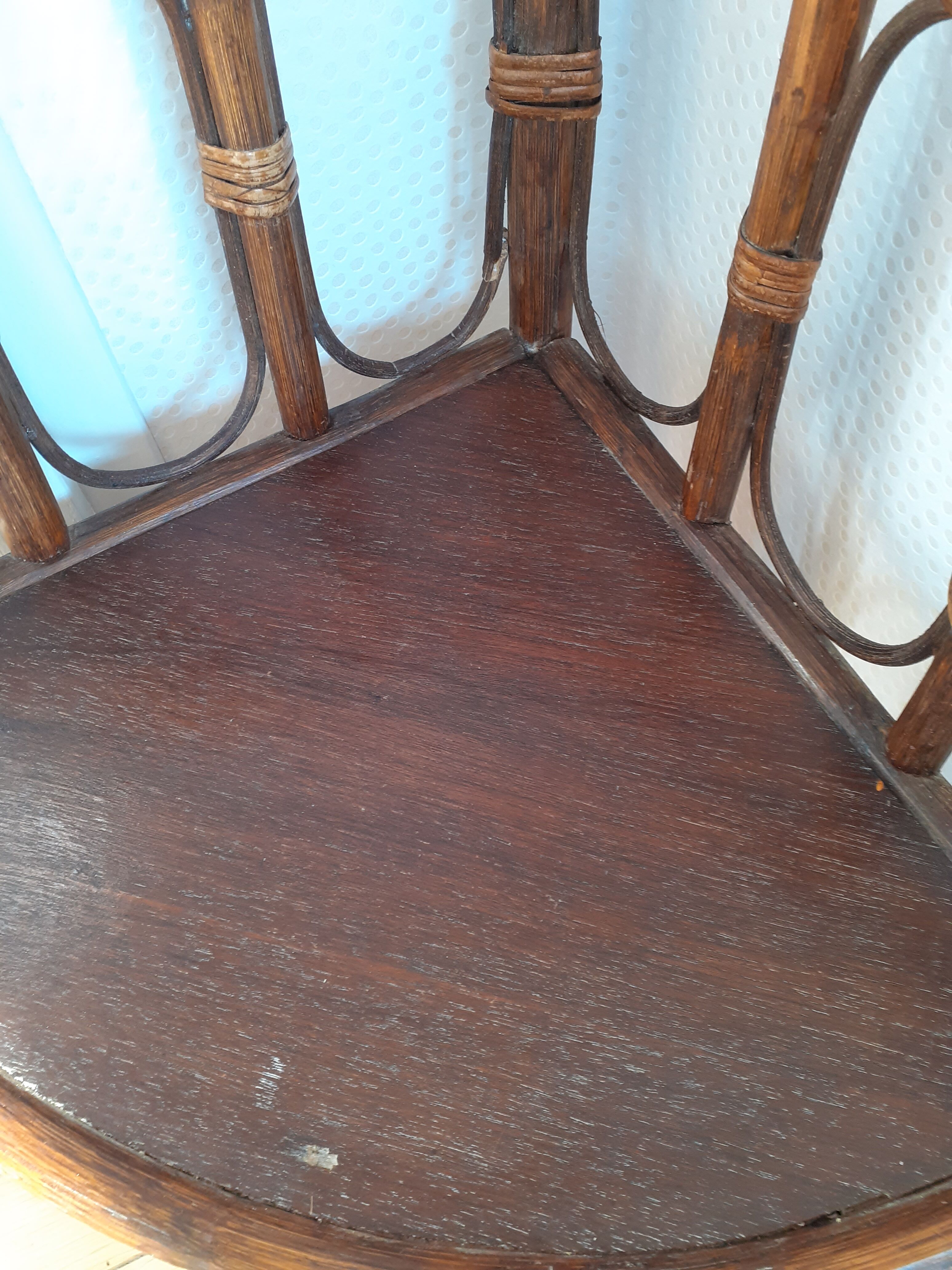 Rattan corner wall shelf