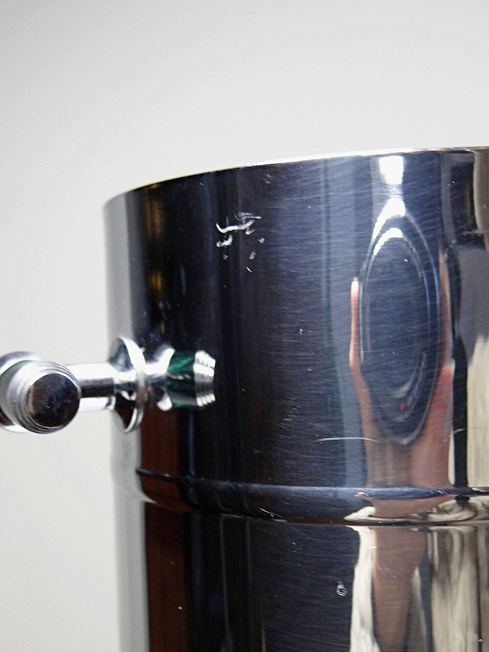 Seau à champagne orfévrerie Jean Couzon en acier inoxydable 18/10, années 80-90