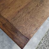 Rustic farmhouse coffee table with two drawers, solid oak, 19th century - 1.97m
