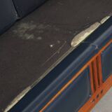 2 canapés Art Déco 2,5 places en cuir de vachette bleu foncé