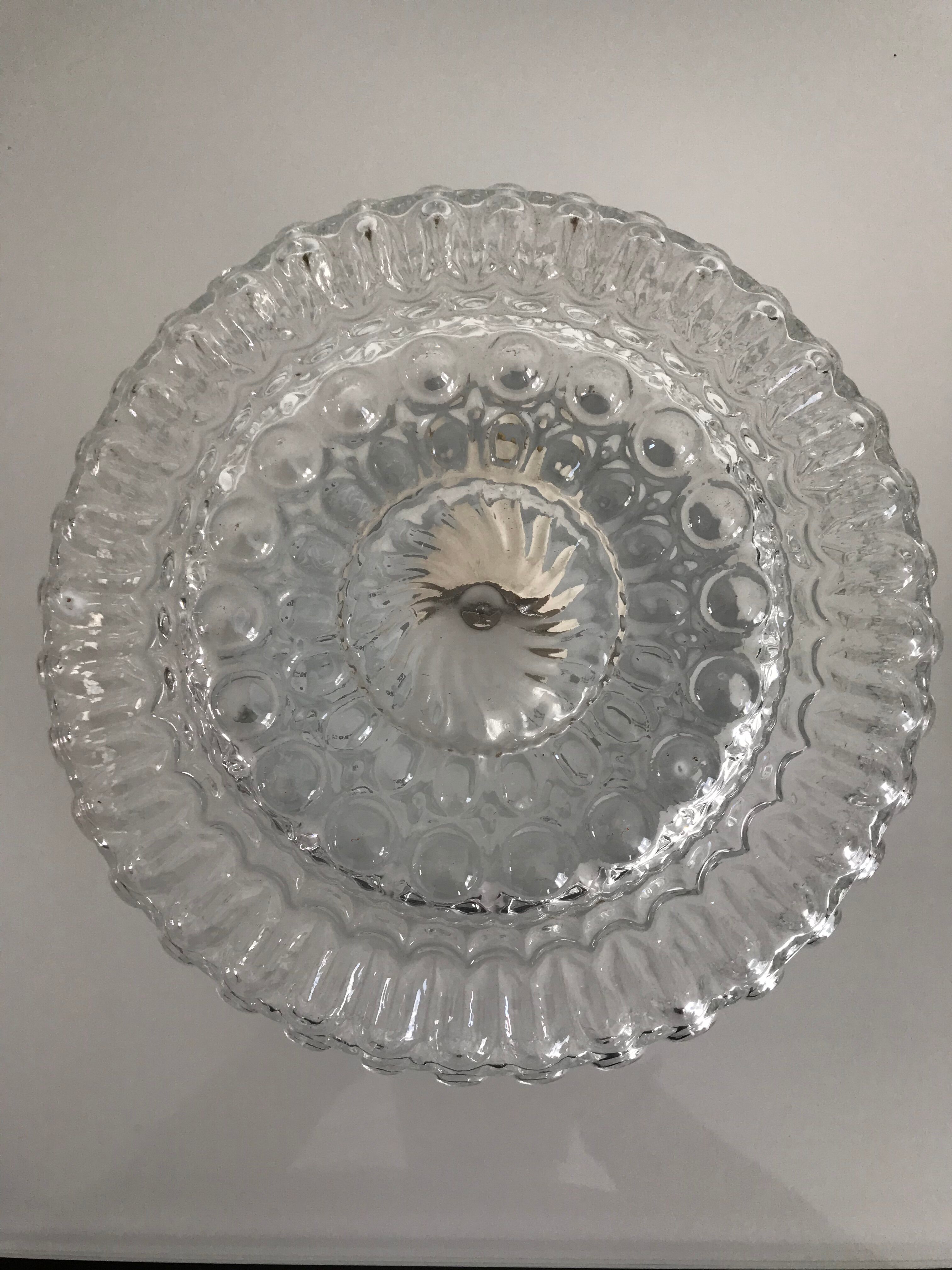 Round cast glass ceiling light