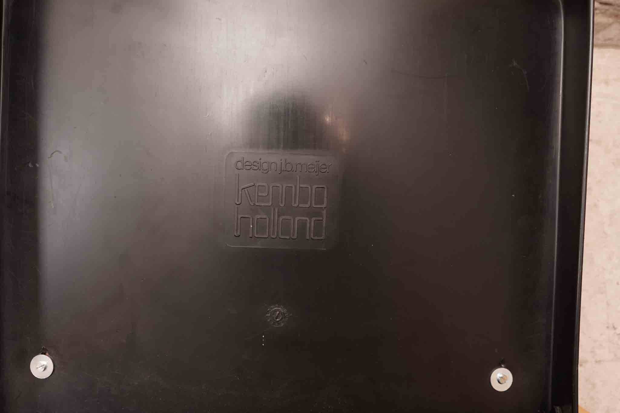 Kembo armchair in brown leatherette and beech