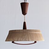 Teak and sisal pendant light from the 50s/60s by Temde Leuchten