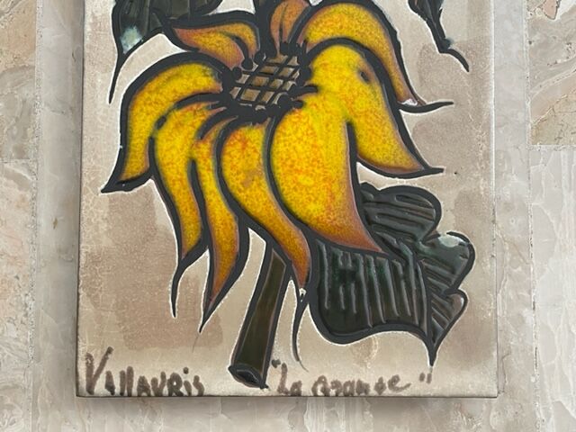Vintage Vallauris ceramic painting "La Grange"