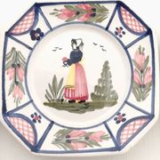3 small Henriot Quimper plates