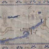 Shabby chic vintage turkish village pictorial rug 3'7'' x 5'4''