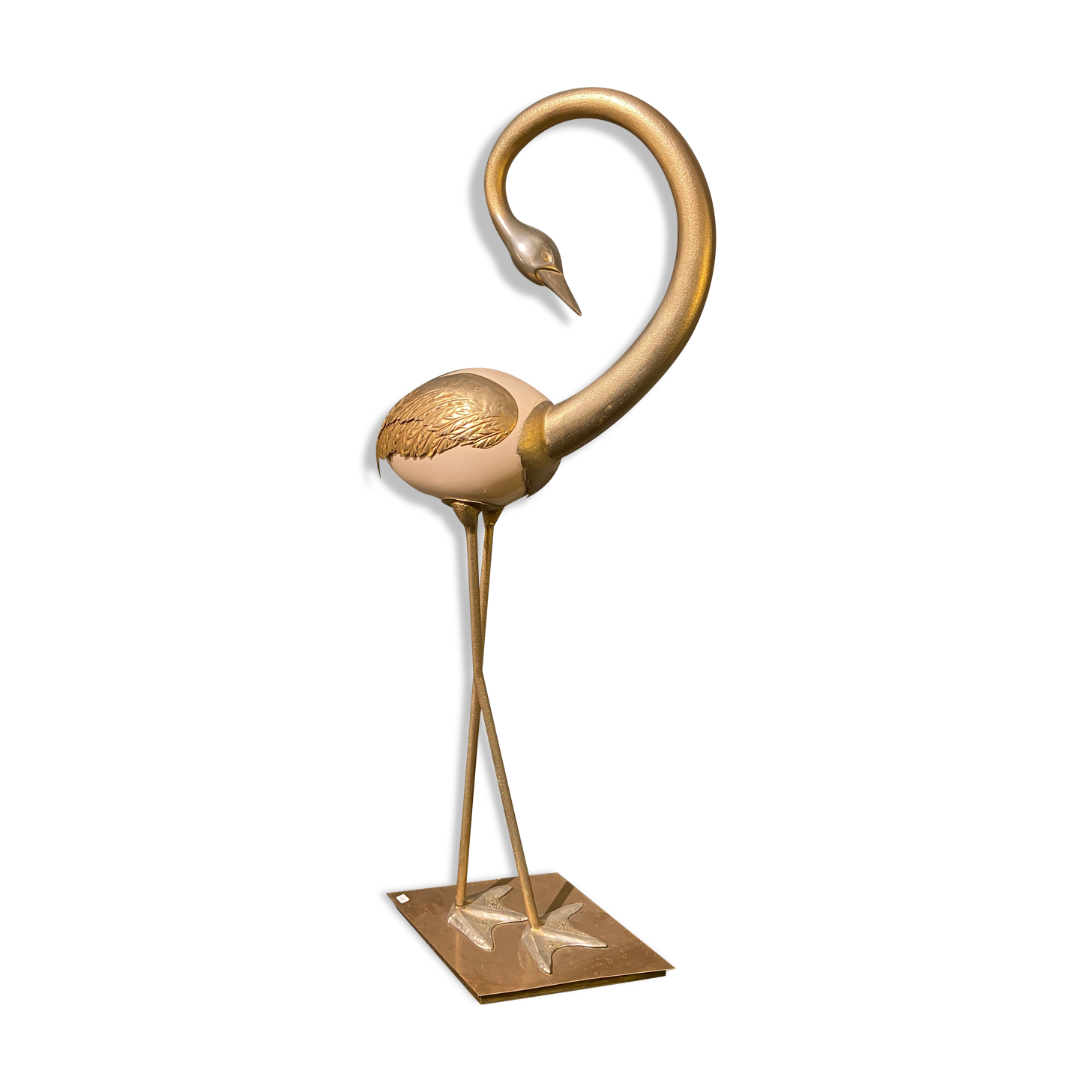 Decorative bird, ostrich egg and gold metal, 1970