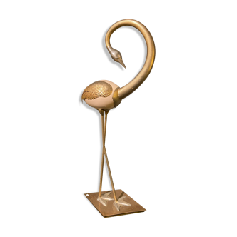 Decorative bird, ostrich egg and gold metal, 1970