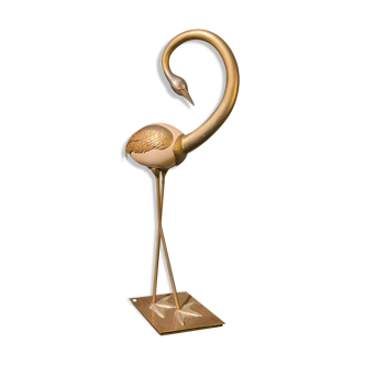 Oiseau décoratif, œuf d’autruche et métal doré, 1970