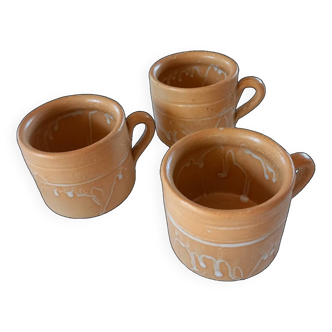 Set of 3 old stoneware cups