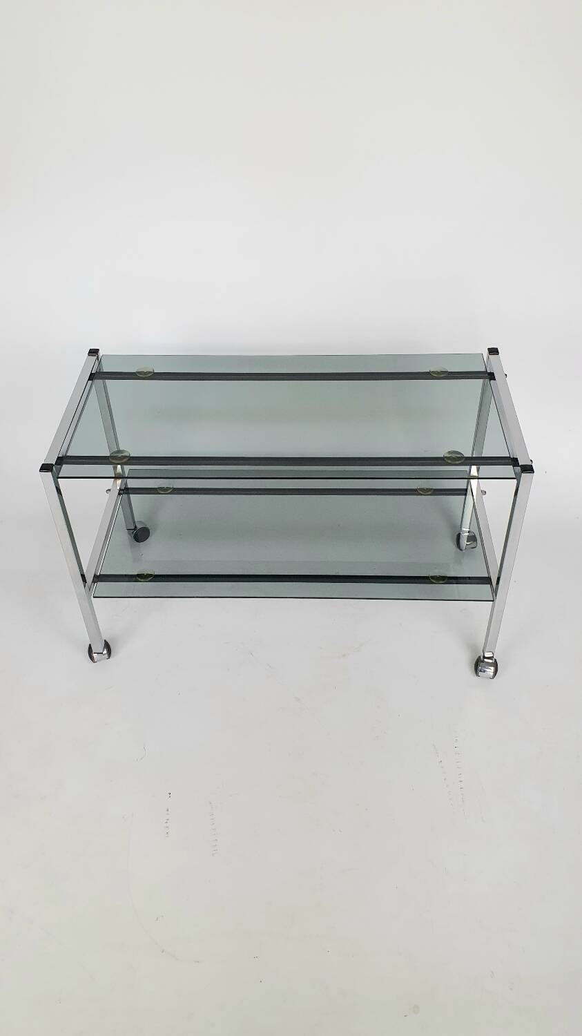 Vintage chrome and smoked glass console