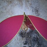 6-petal flower suspension with metal structure and fuchsia linen petals