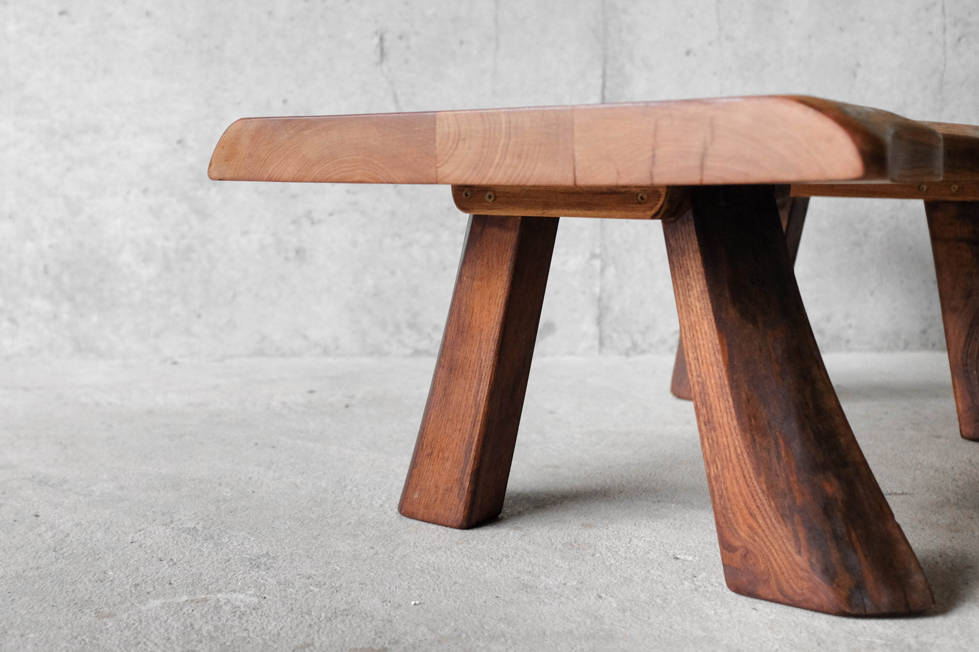 Free form coffee table in solid Elm-1970