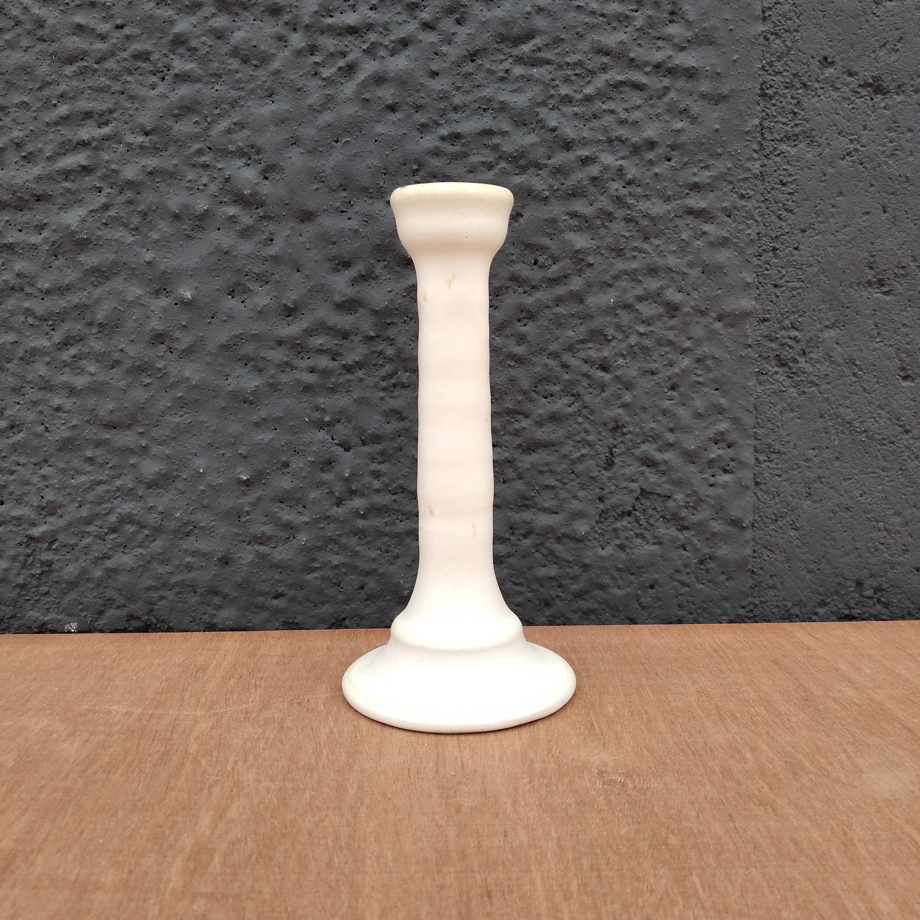 White terracotta candle holder