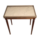 Louis XVI style side table in mahogany and white marble tray.
