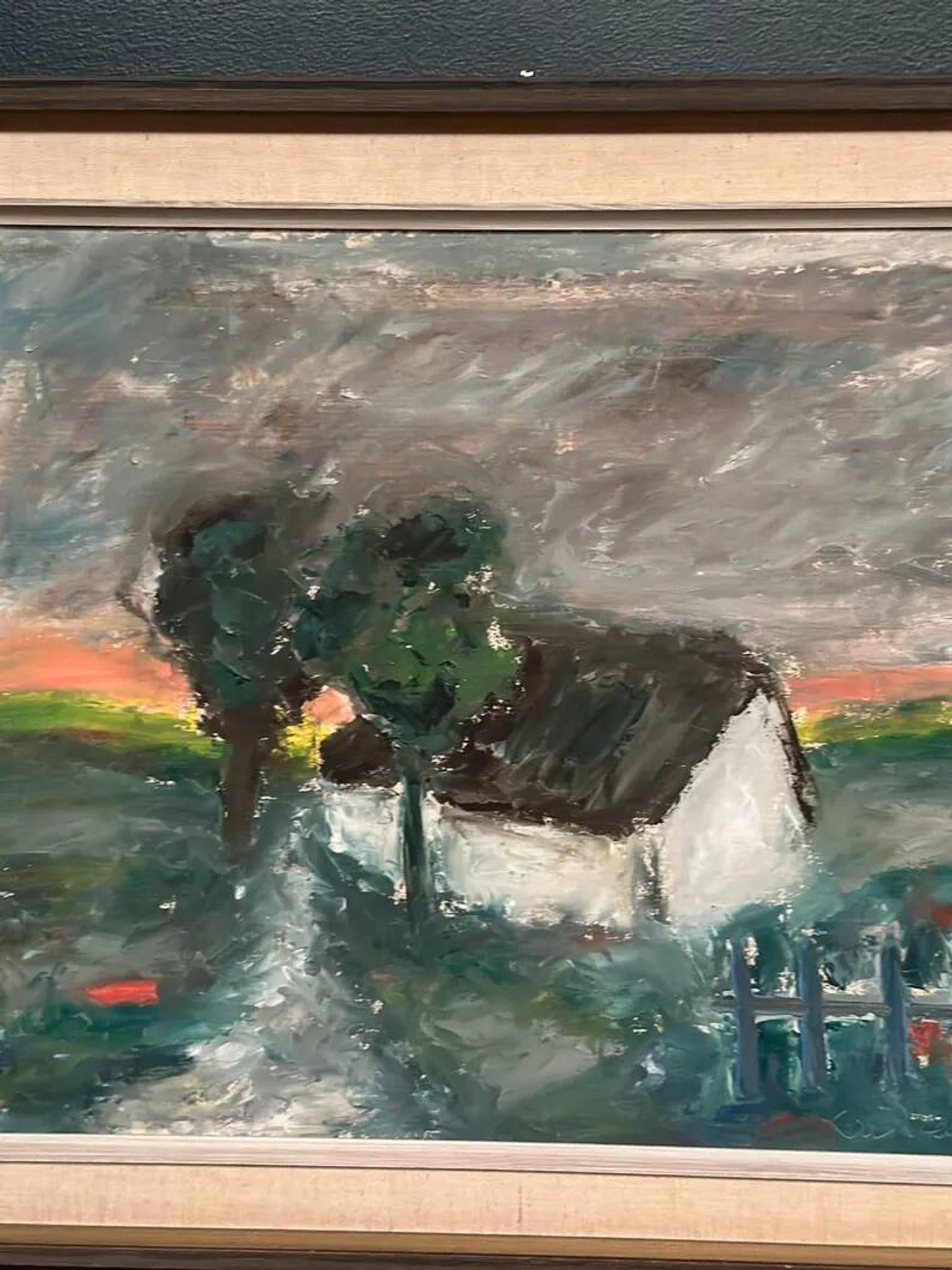 Original Danish Oil on Panel – “Landskap med hus” by Kai Nielsen – Signed – Vintage & Framed