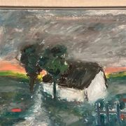 Original Danish Oil on Panel – “Landskap med hus” by Kai Nielsen – Signed – Vintage & Framed