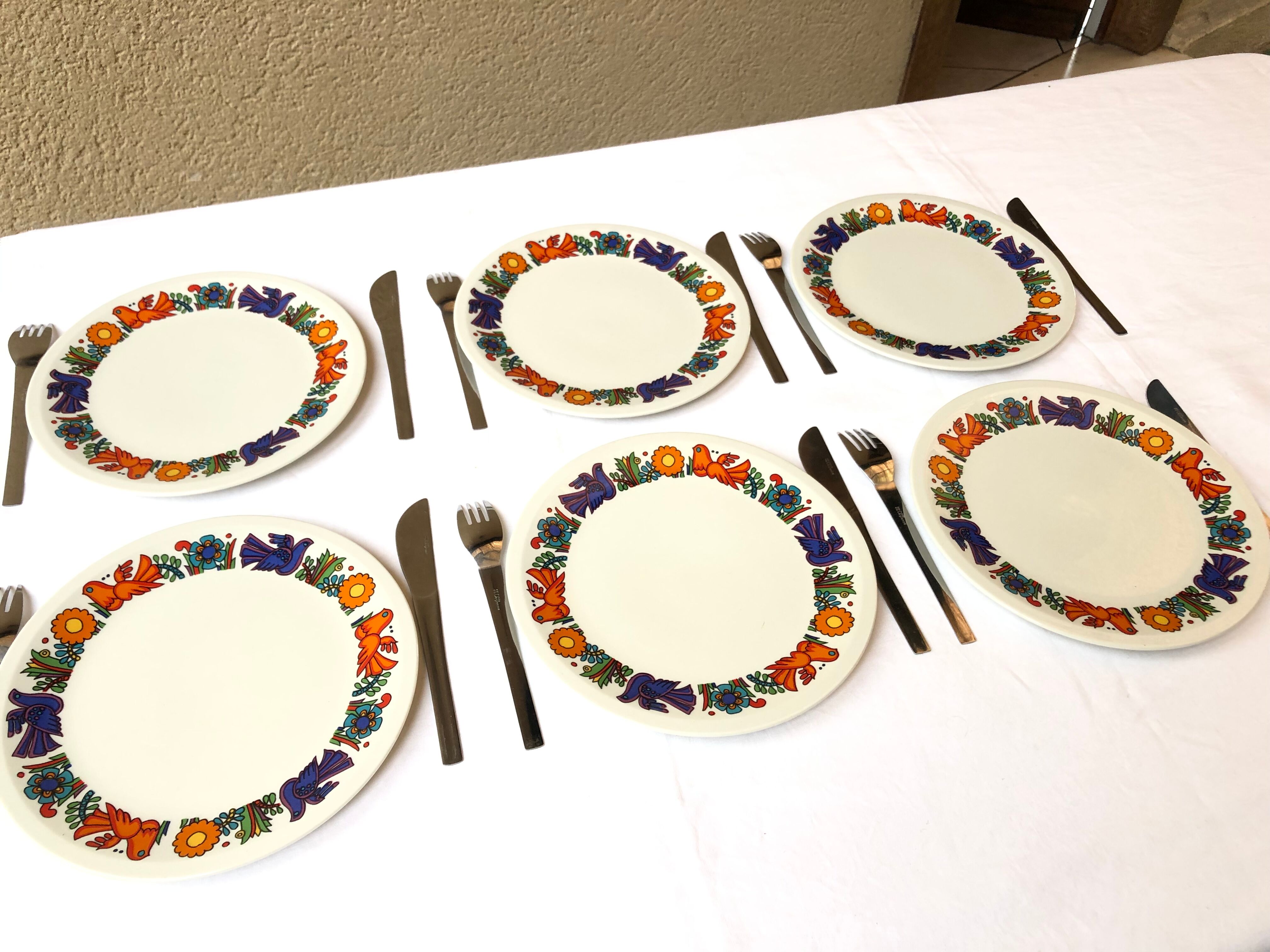 6 dessert plates Villeroy & Boch service Acapulco vintage 70