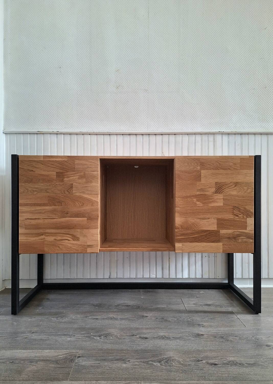 Hiba oak and industrial metal sideboard from La Redoute Interiors