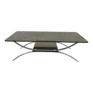 table basse double verre - chrome