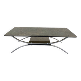 Smoked glass and chrome double coffee table 1980
