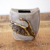 Vintage Ceramic Swan Vase, Studio Pottery Art, Rectangle Shape, Flying Bird