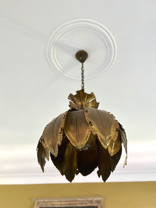 Brutalist suspension, brass leaves, Svend Aage Holm Sorensen, 1960
