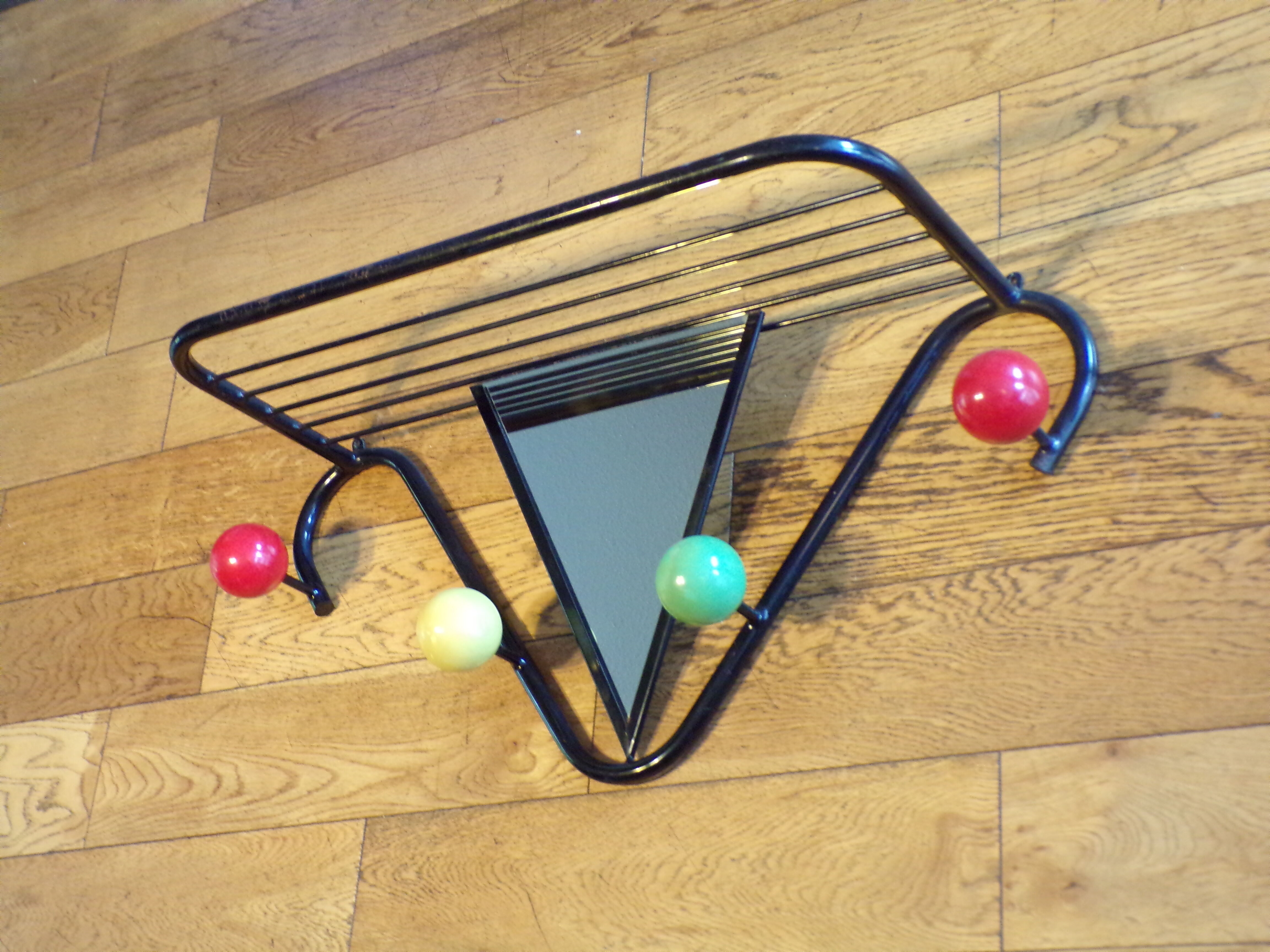 Vintage coat rack with mirror and shelf