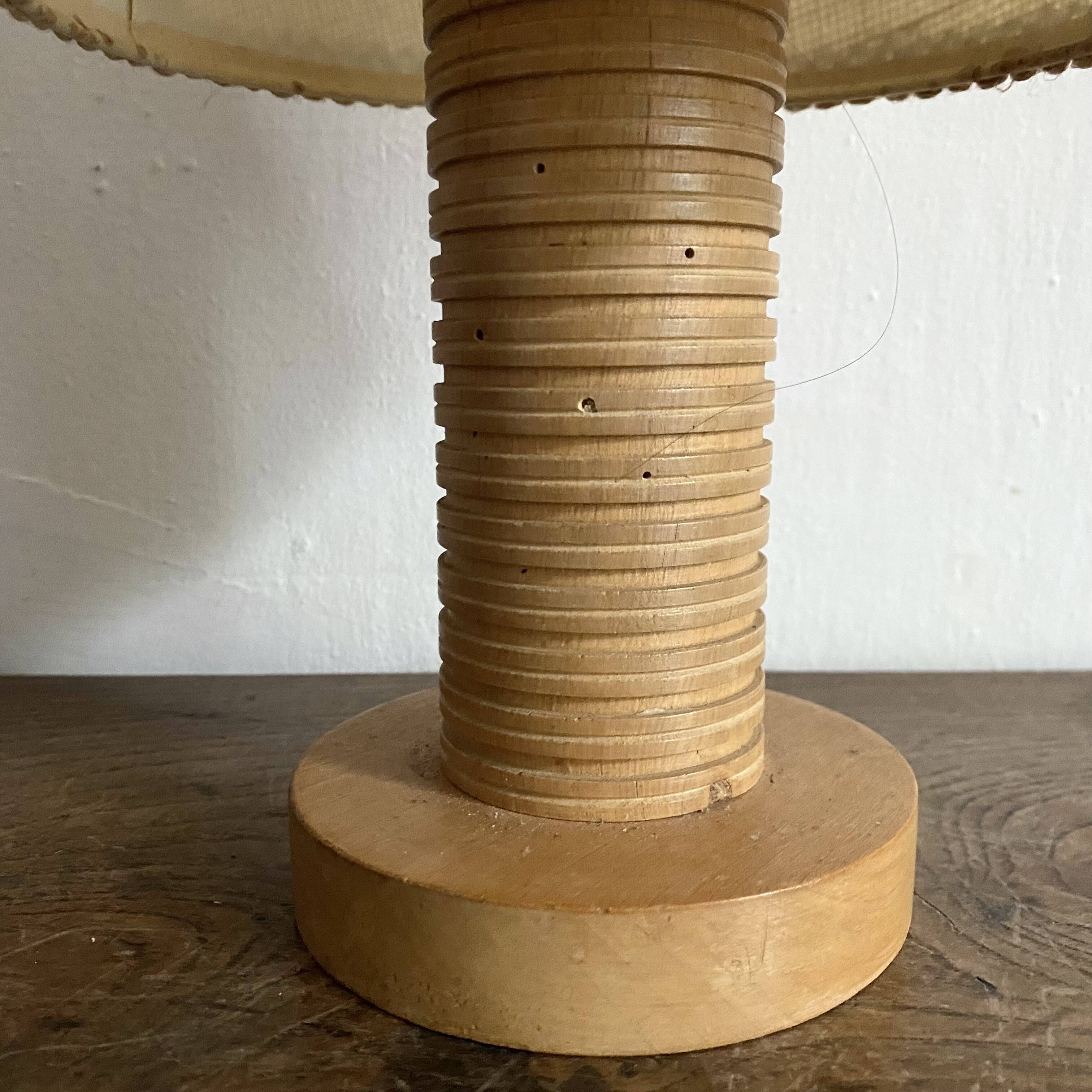 Vintage lamp with turned wooden base 30cm