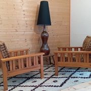 Pair of 70s pine armchairs