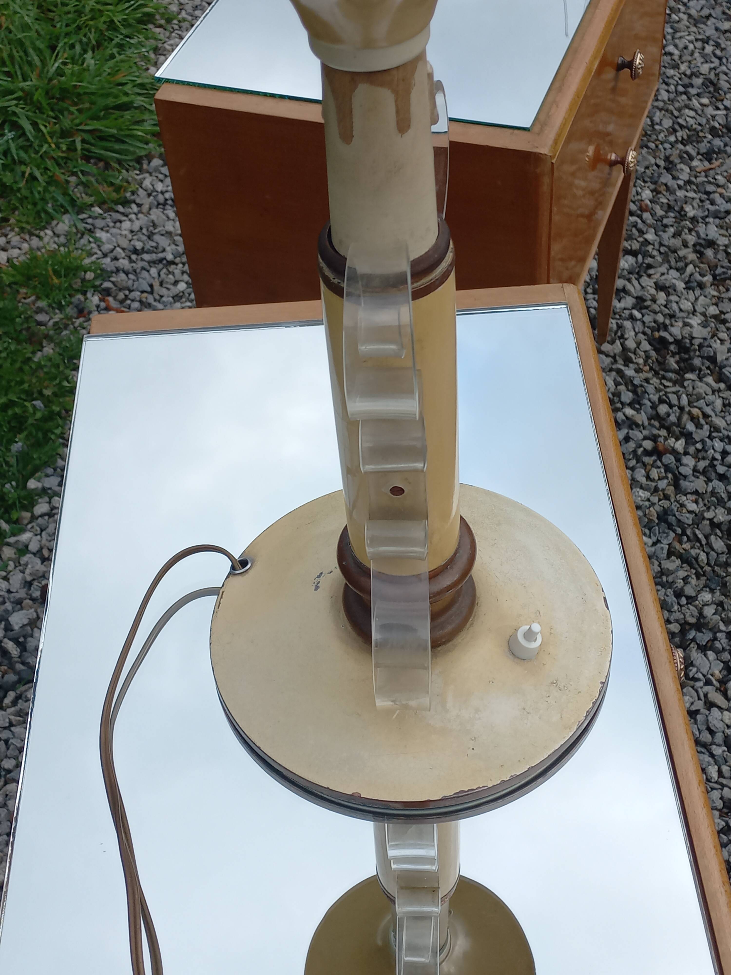 Lampe vintage des années 50 tôle, plexi et bois