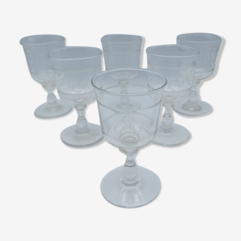 Ensemble de 6 verres en cristal monogrammés