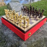 Brass Chess Board with Greek-Roman Chess Pieces - 14x14