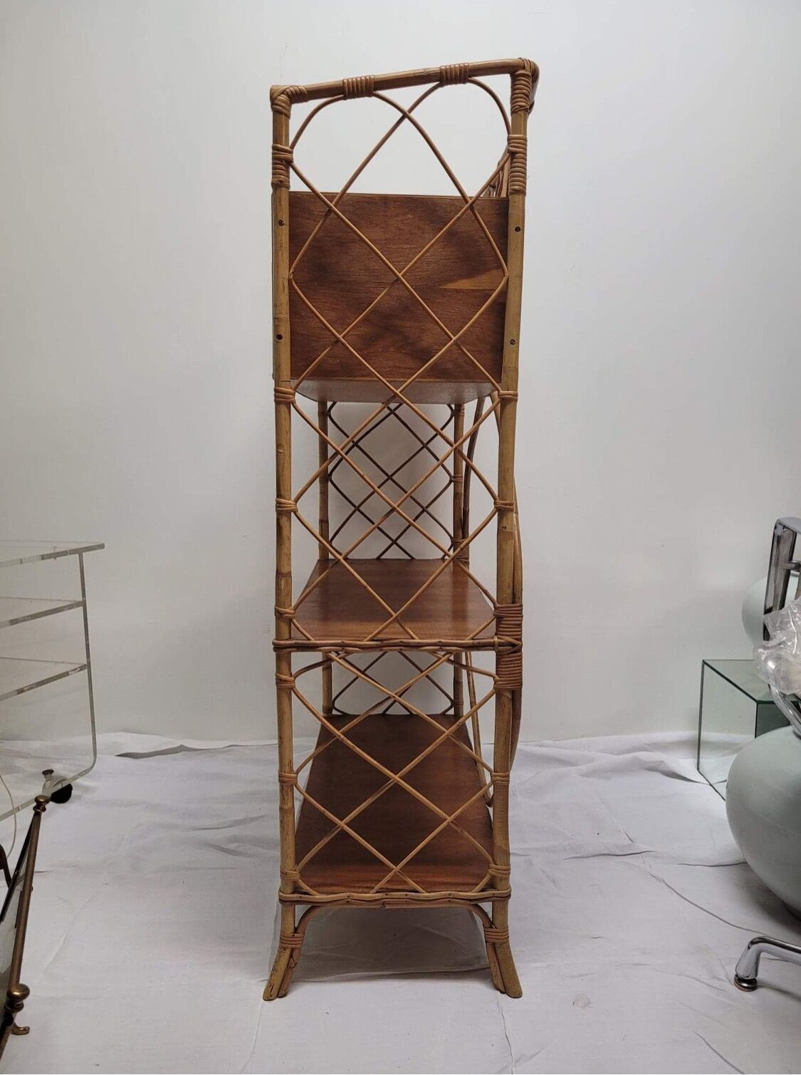 Rattan bookcase shelf