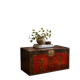Antique Chinese Red Lacquered Trunk with Hand-Painted Floral Decorations