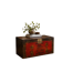Antique Chinese Red Lacquered Trunk with Hand-Painted Floral Decorations