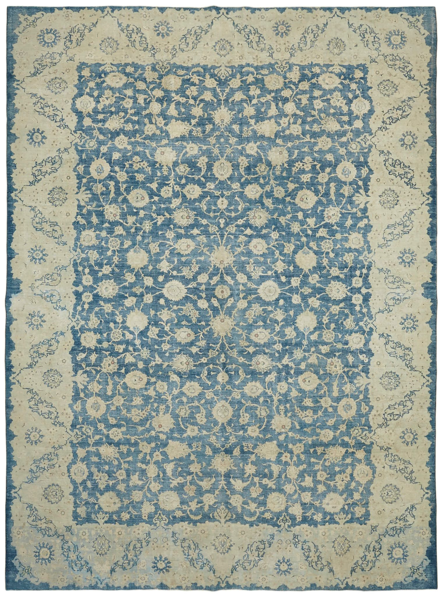 Handmade oriental contemporary 1980s 295 cm x 385 cm beige wool carpet