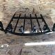 Old door logs grid fireplace fireplace wrought iron black large vintage model
