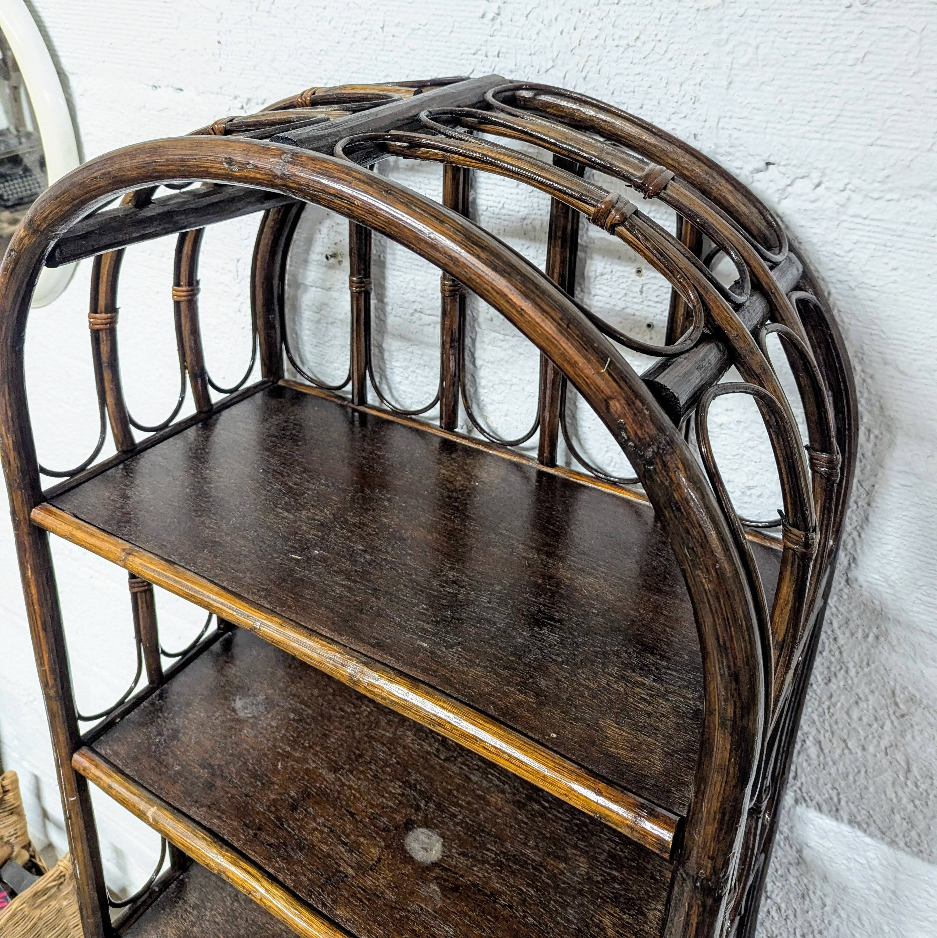 Rattan and cane shelf