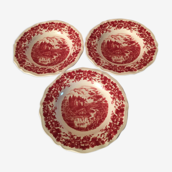 3 earthenware soup plates stamped Sarreguemines Bristol model